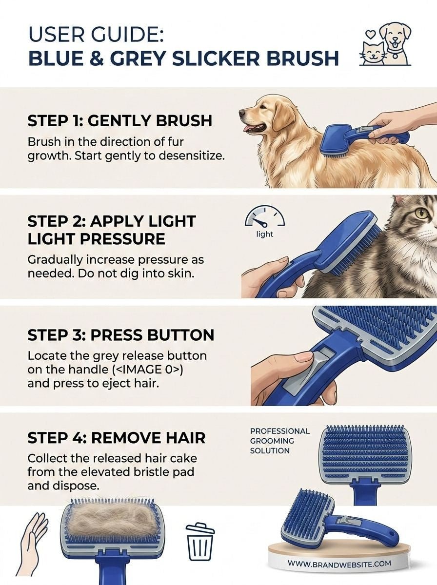 Self - Cleaning Slicker Brush with Plastic Bristles - Tailsetter