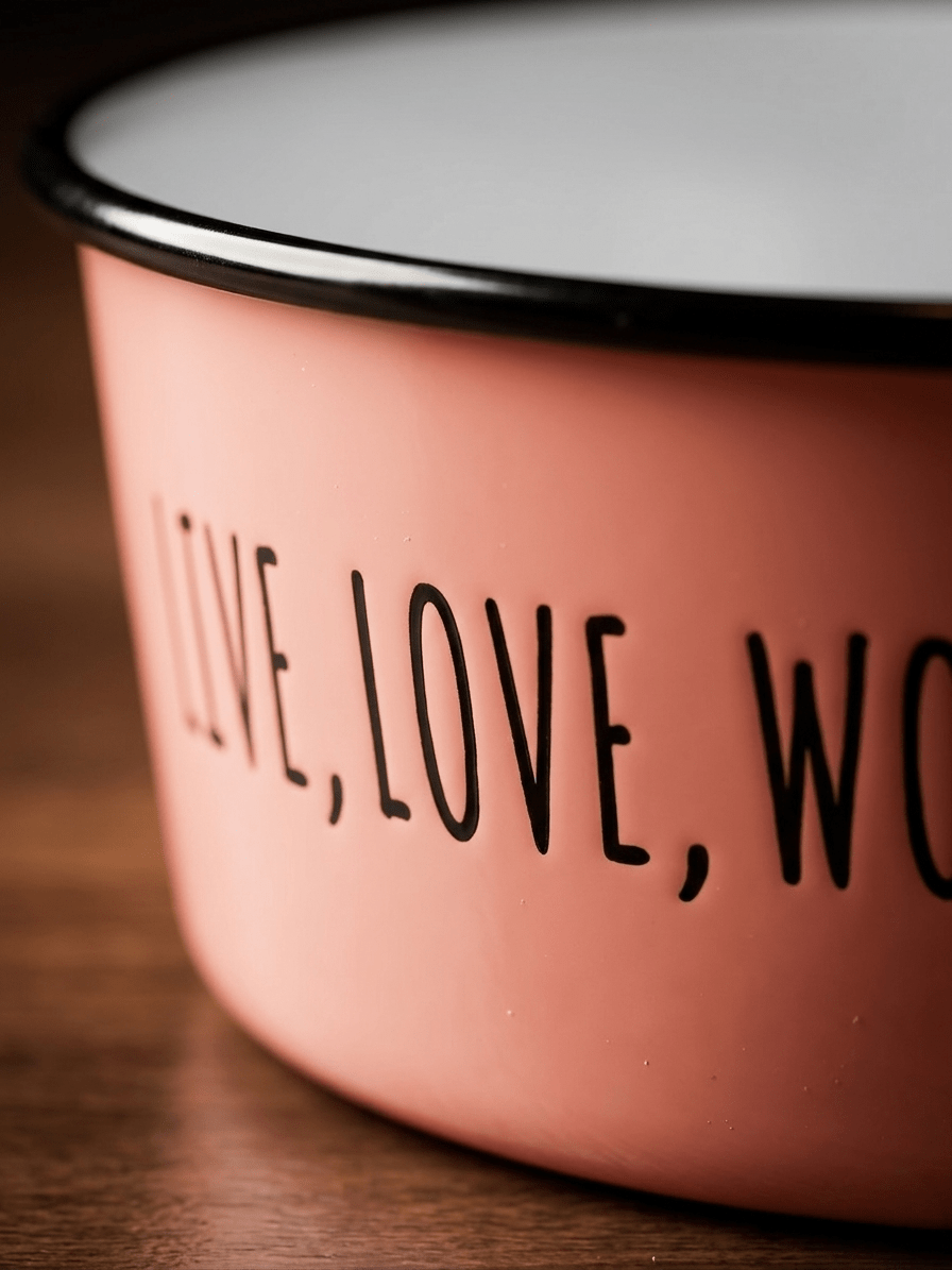 Live Love Woof Enamel Dog Bowl — Terracotta - Tailsetter
