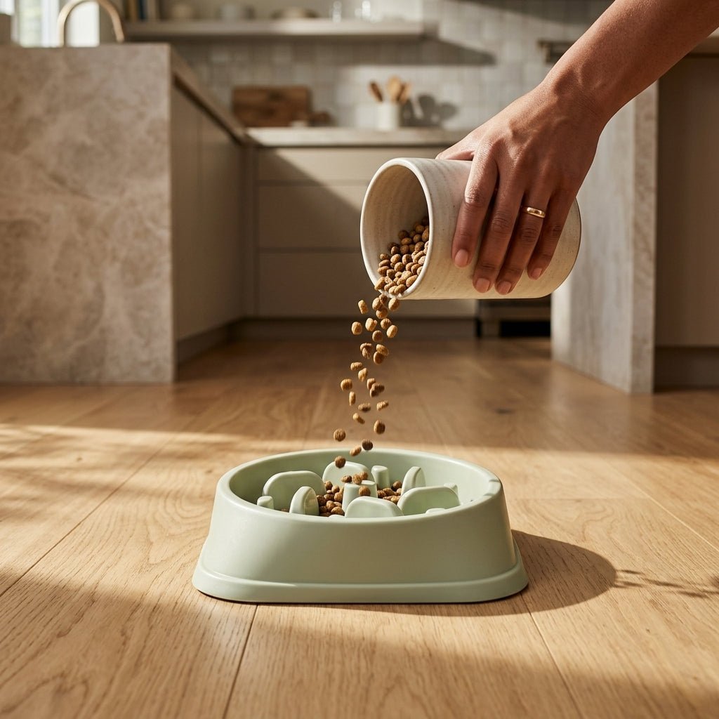 Slow Feeder Dog Bowl | Anti - Bloat Maze Bowl for Fast Eaters – Sage Green, BPA - Free - Tailsetter