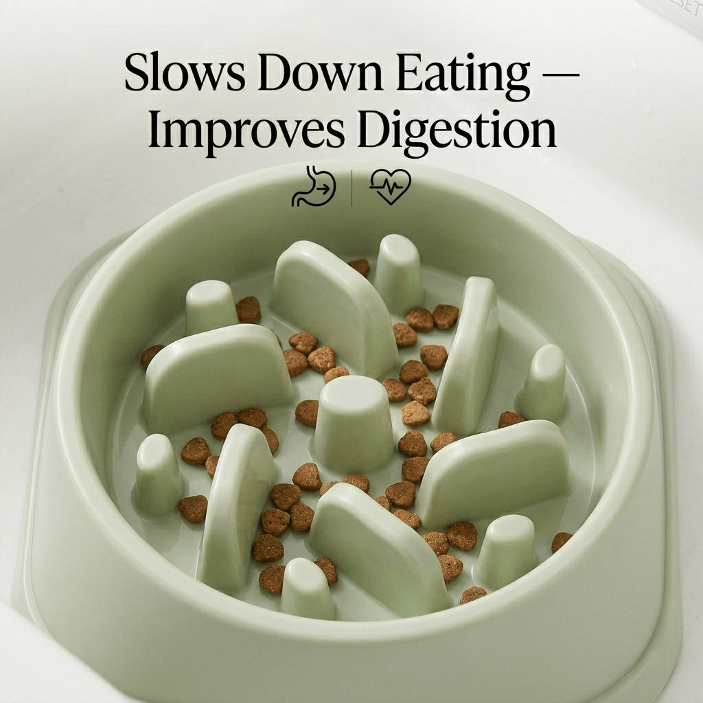Slow Feeder Dog Bowl | Anti - Bloat Maze Bowl for Fast Eaters – Sage Green, BPA - Free - Tailsetter