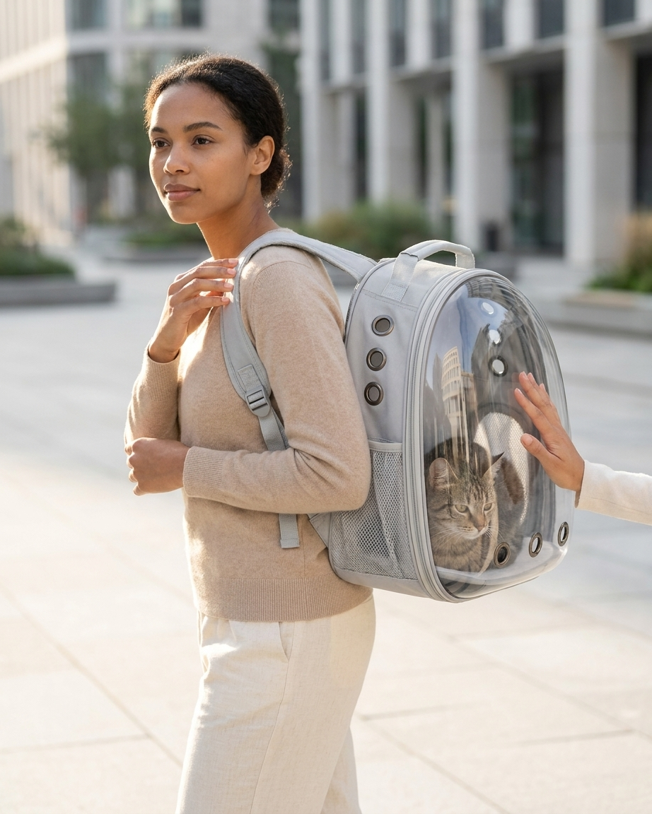 TailSetter Clearview Bubble Backpack – Side mesh ventilation panels and side pocket for treats