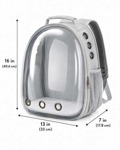 TailSetter Clearview Bubble Backpack – Top zip opening with interior safety tether clip for pet collar