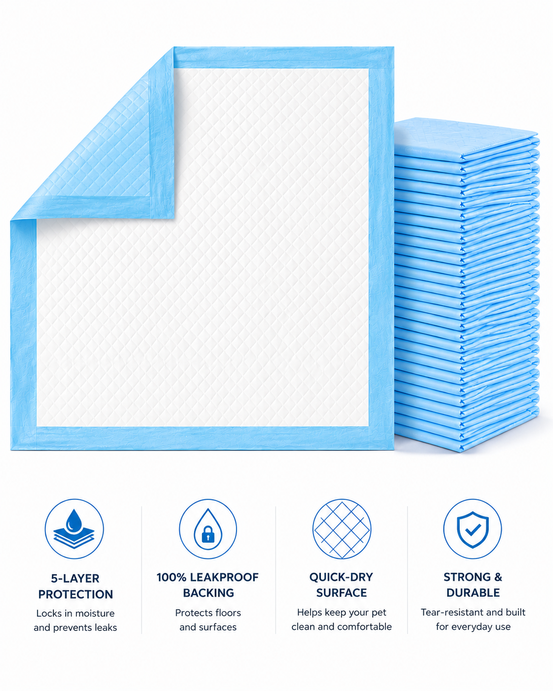 TailSetter Crisp Training Pads – Large size 60x90cm pad showing super-absorbent core and quick-dry surface