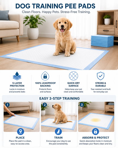 TailSetter Crisp Training Pads – Small size 45x60cm pad with leak-proof plastic border laid flat