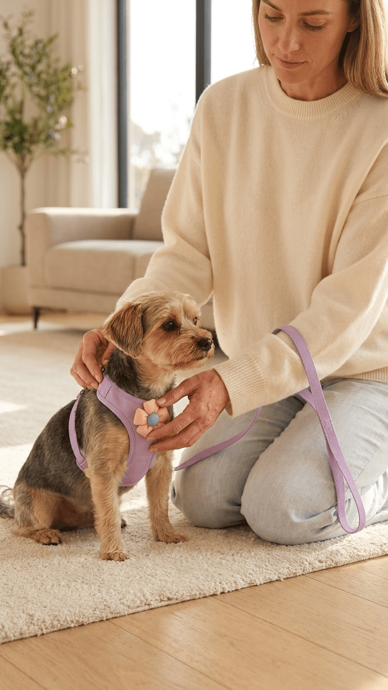 Floral Mesh Dog Harness & Leash Set | Soft Vest Harness for Small Dogs & Cats — TailSetter - Tailsetter