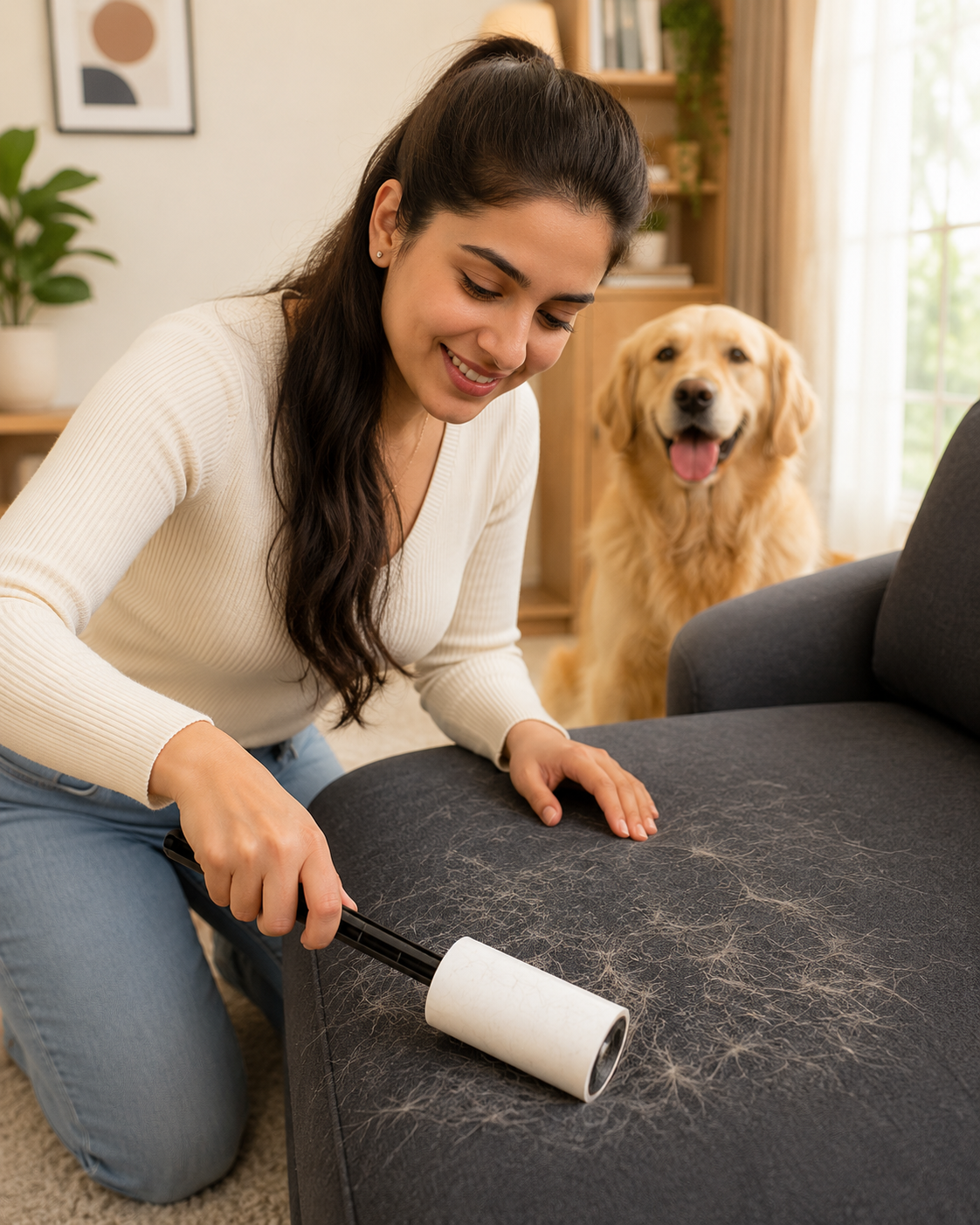 TailSetter Resweep Reusable Lint Roller – Compact 72g travel roller fitting in bag side pocket