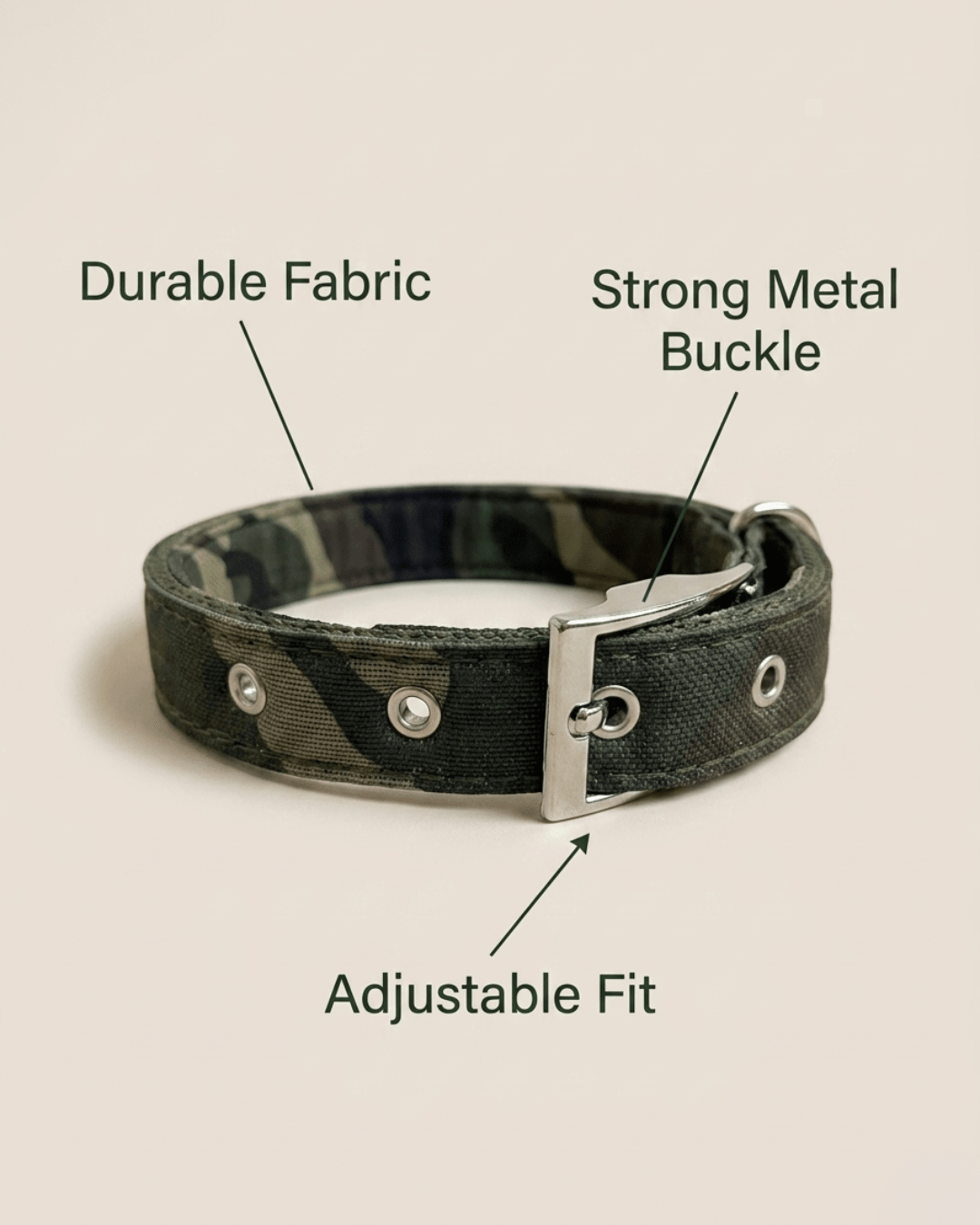 Camouflage Dog Collar | Heavy - Duty Nylon Camo Collar with Metal Buckle — TailSetter - Tailsetter
