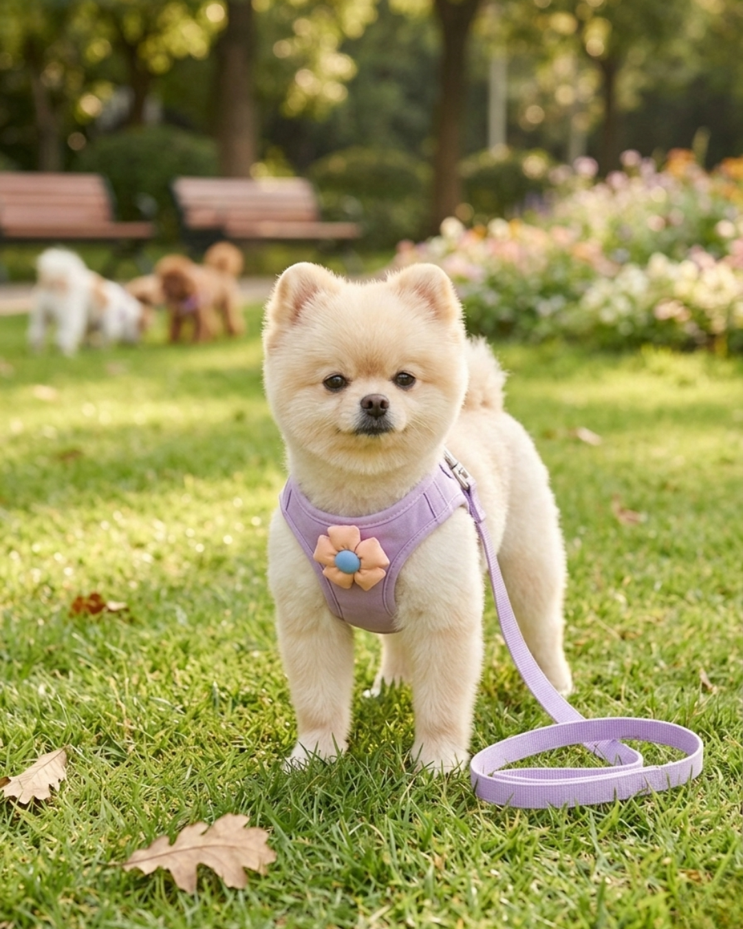 Floral Mesh Dog Harness & Leash Set | Soft Vest Harness for Small Dogs & Cats — TailSetter - Tailsetter