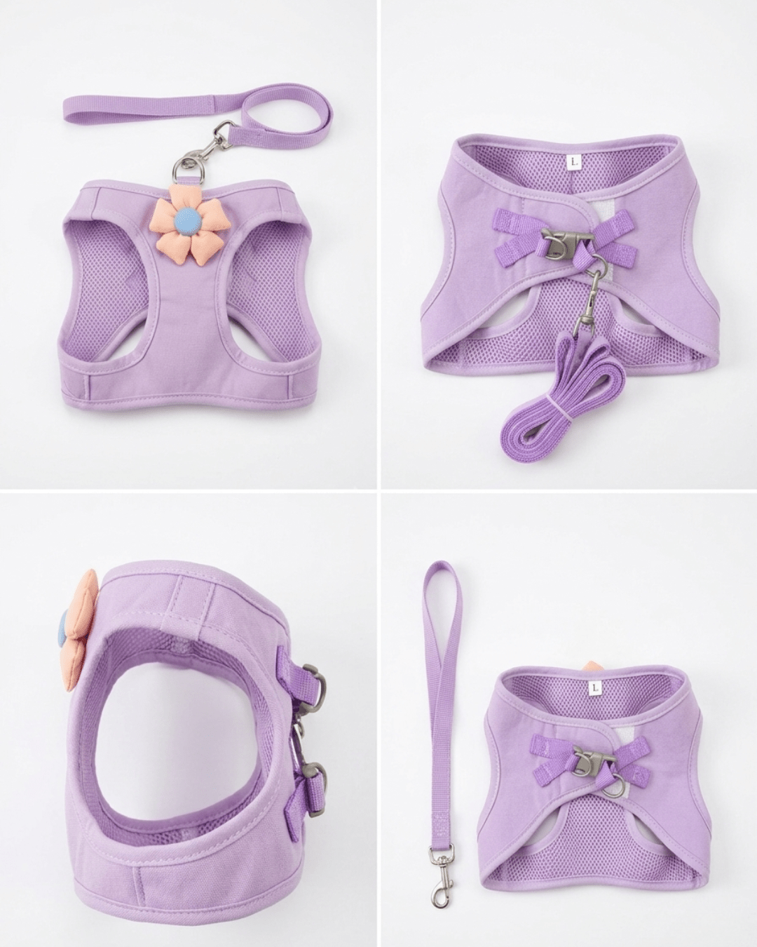 Floral Mesh Dog Harness & Leash Set | Soft Vest Harness for Small Dogs & Cats — TailSetter - Tailsetter