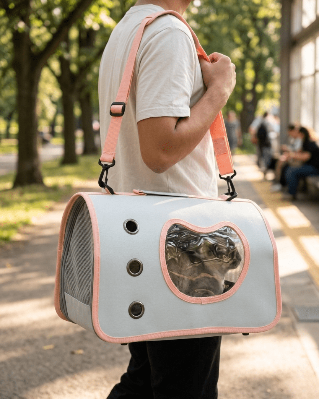 Pet Travel Carrier Bag | Heart Window Portable Bag for Cats & Small Dogs — TailSetter - Tailsetter