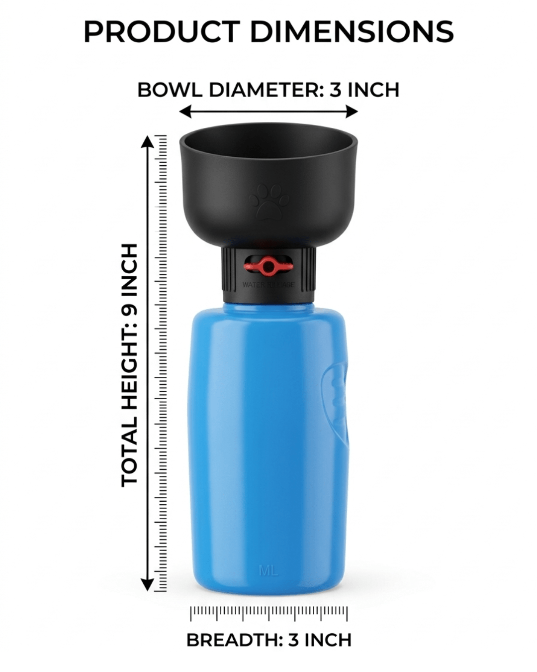 Portable Dog Water Bottle with Bowl | 600ml Travel Water Dispenser for Dogs — TailSetter - Tailsetter