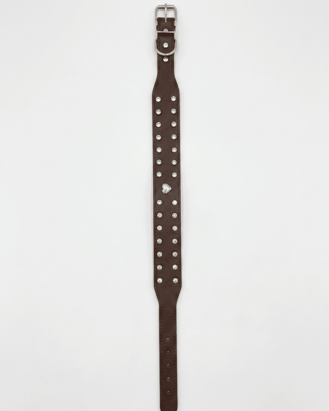 Studded Leather Dog Collar | Crystal & Heart Embellished Premium Collar - TailSetter - Tailsetter
