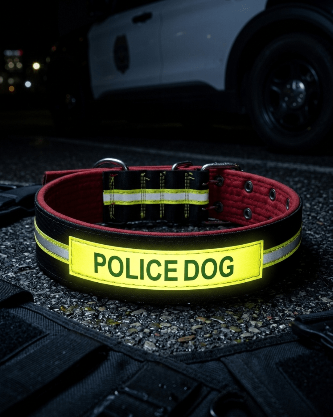 Tactical Dog Collar | Padded Heavy - Duty Collar with Reflective Strip & ID Patch — TailSetter - Tailsetter