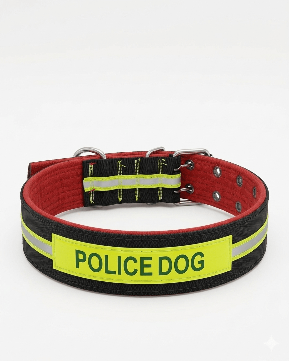 Tactical Dog Collar | Padded Heavy - Duty Collar with Reflective Strip & ID Patch — TailSetter - Tailsetter