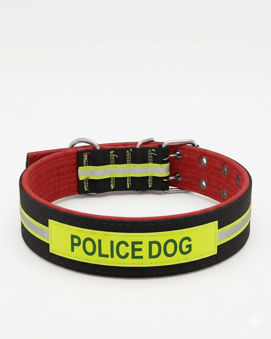 Tactical Dog Collar | Padded Heavy - Duty Collar with Reflective Strip & ID Patch — TailSetter - Tailsetter