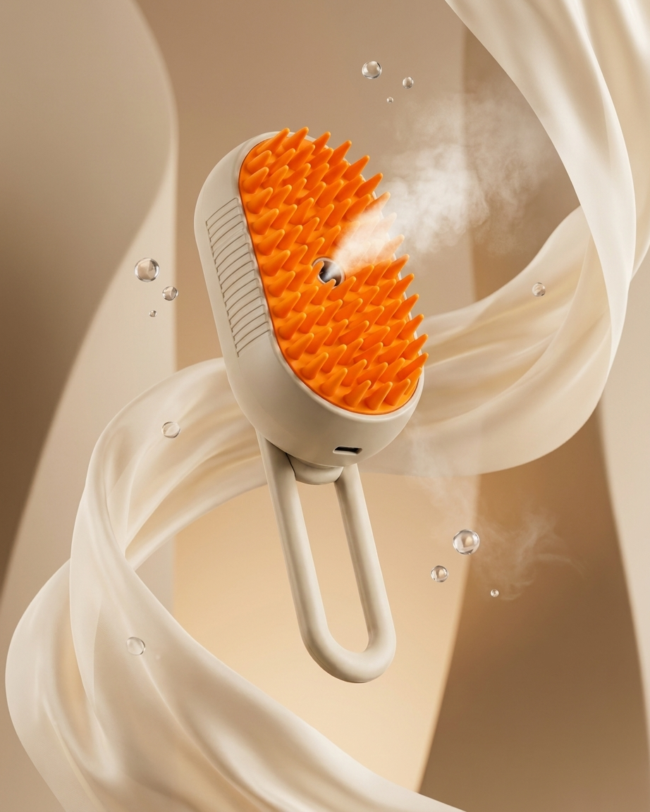 TailSetter Vapor 3-in-1 Grooming Brush – Liquid inlet cap detail showing fill opening at top of brush