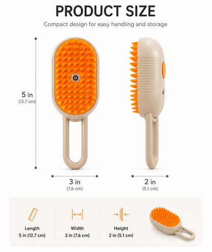 TailSetter Vapor 3-in-1 Grooming Brush – Compact 90g brush held in one hand showing grip and handle
