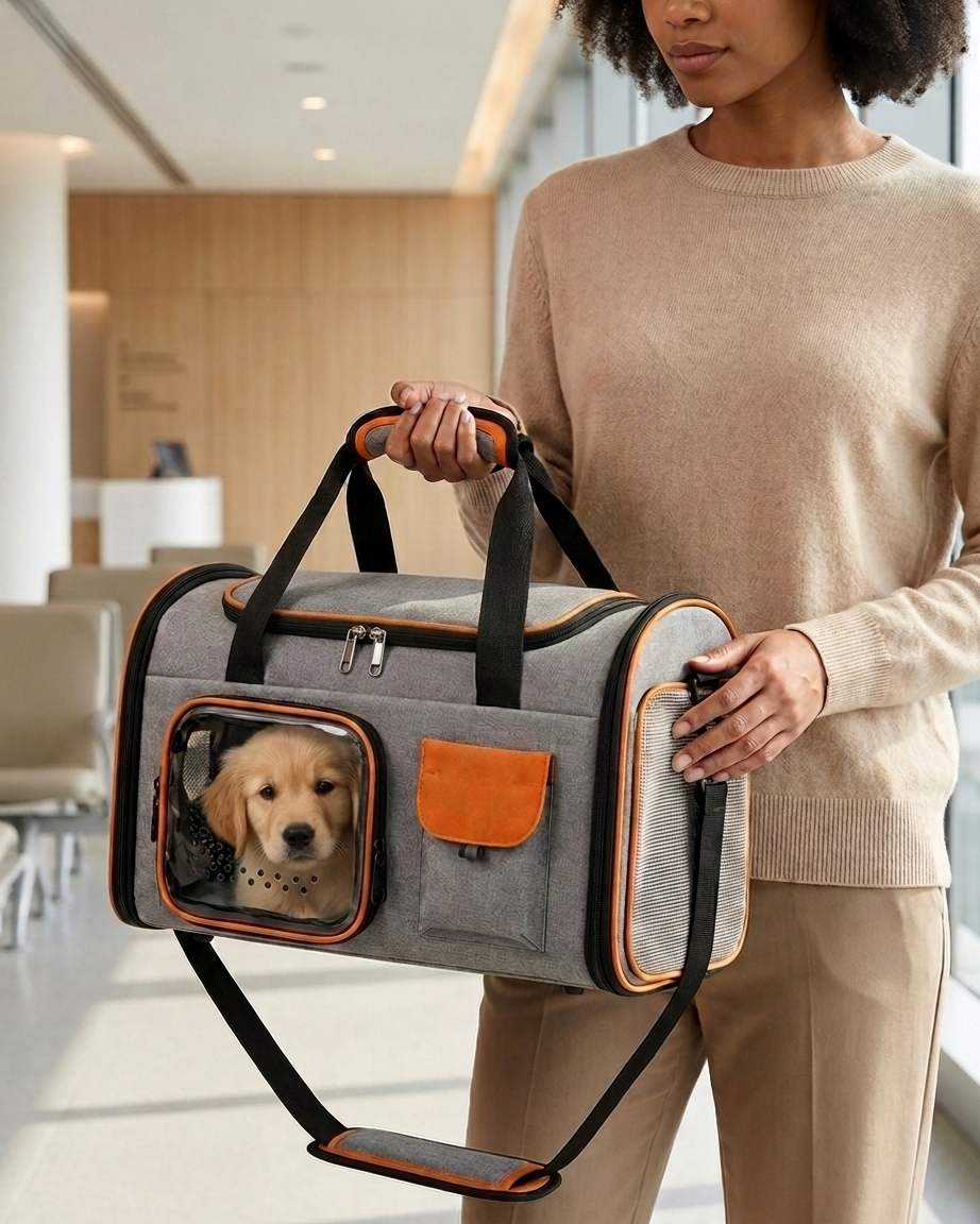 TailSetter Voyage Travel Carrier – Under-seat airline size profile showing compact dimensions for cabin travel