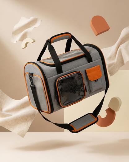 TailSetter Voyage Travel Carrier – Side mesh panel showing airflow ventilation with small dog inside